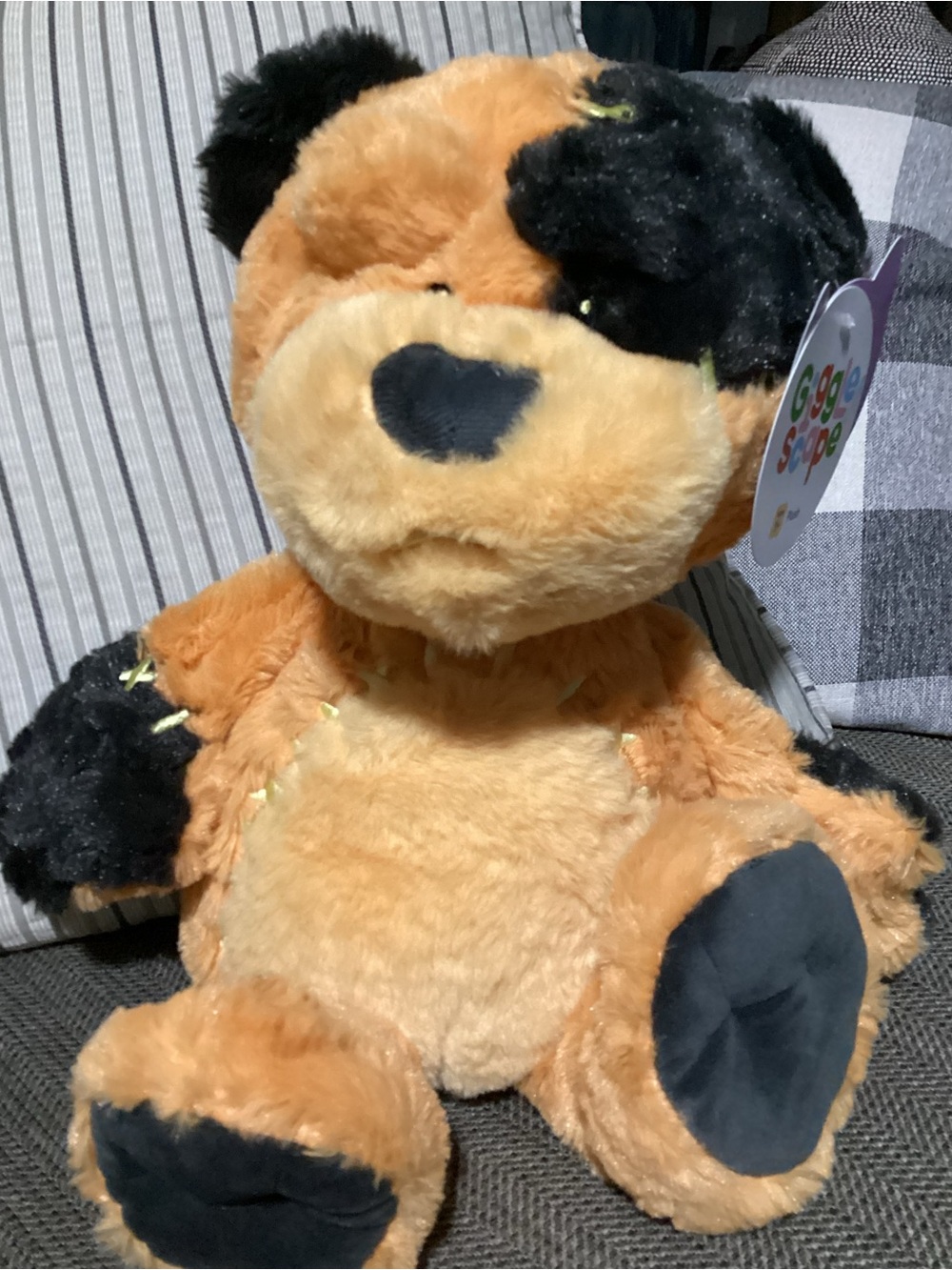 GiggleScape Frankenbear Plush Orange Bear Stitches Stuffed Animal 2025 Exclusive